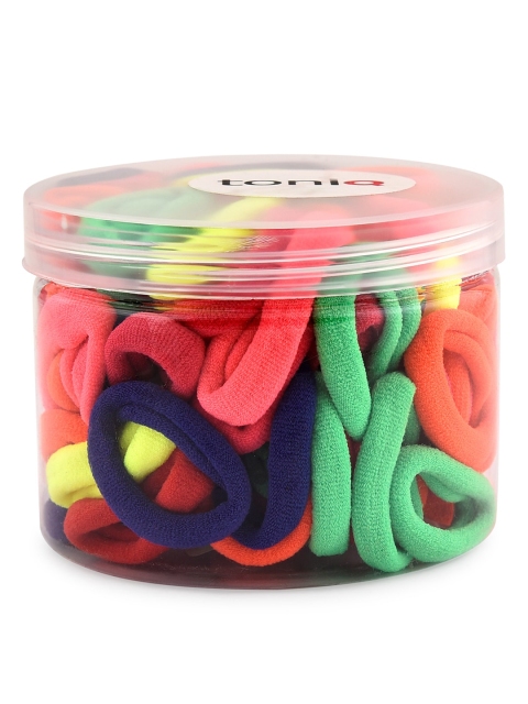 

ToniQ Women Red & Green Set of 100 Ponytail Holders