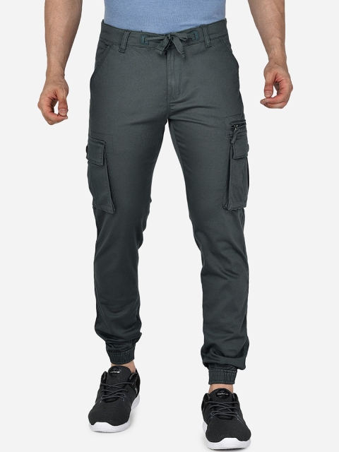 

beevee Men Charcoal Grey Joggers Trousers with a Drawstring