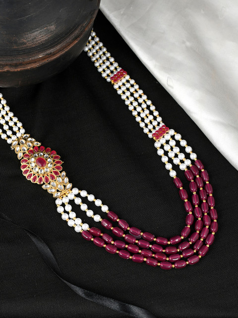 

Silvermerc Designs Unisex Gold-Toned & White Brass Gold-Plated Layered Necklace