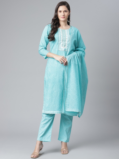 

Readiprint Fashions Blue & White Cotton Bandhani Printed Unstitched Dress Material