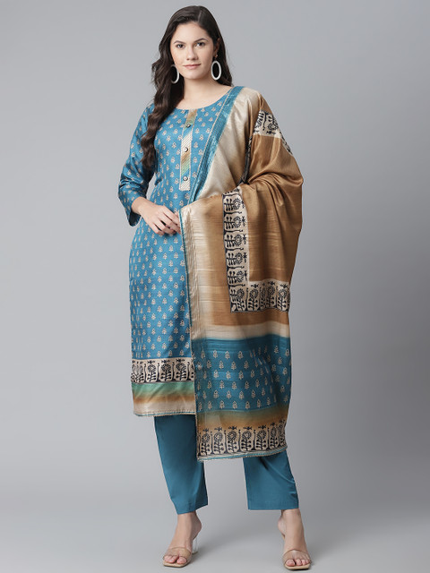 

Readiprint Fashions Blue & Beige Printed Unstitched Dress Material
