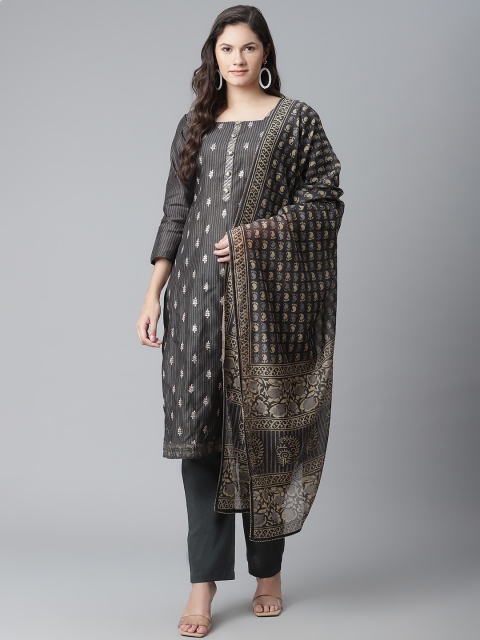 

Readiprint Fashions Charcoal Grey & Silver Embroidered Unstitched Dress Material