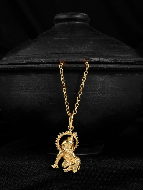 

Silvermerc Designs Gold-Plated Laddu Gopal Kanha Temple Pendant With Chain