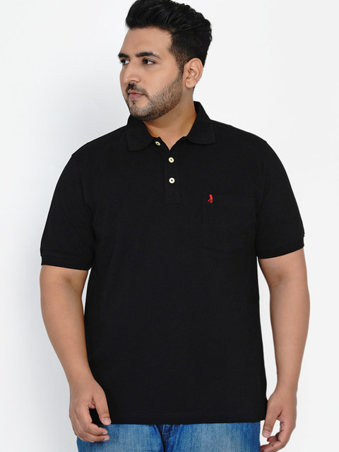 

Santonio Men Black Pure Cotton Solid Polo Collar Pure Cotton T-shirt