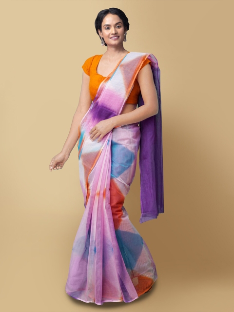 

Unnati Silks Purple & Pink Leheriya Pure Cotton Kota Saree