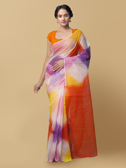 

Unnati Silks Red & Purple Pure Cotton Kota Saree