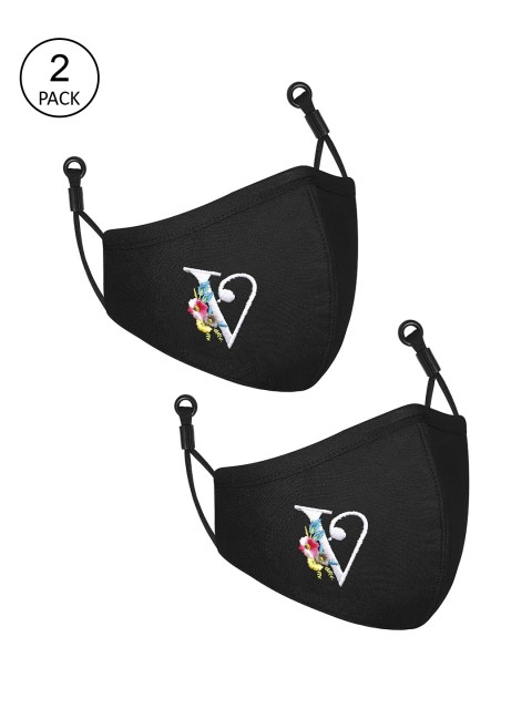 

CENWELL Adult Pack Of 2 Black 6-Ply Reusable Pure Cotton Outdoor Cloth Face Masks