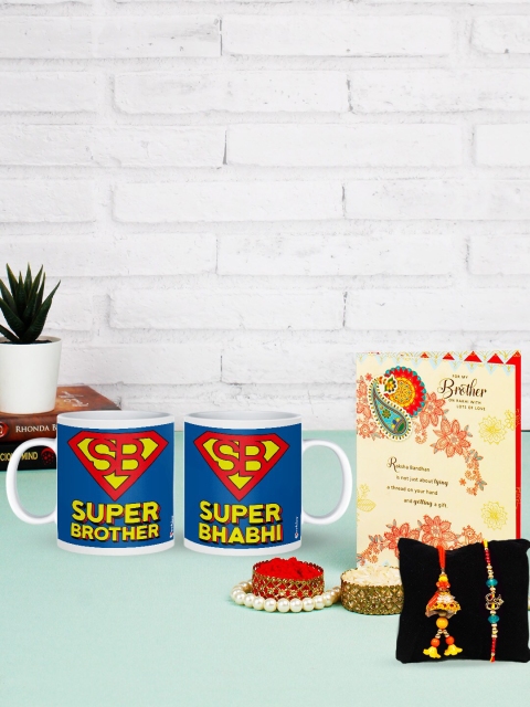 

Archies Combo Set of 6 Rakhis with Mug Pair, Greeting Card & Roli Chawal, Multi