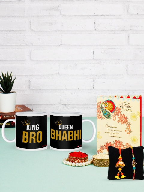 

Archies Combo Set of 6 Rakhis with Mug Pair, Greeting Card & Roli Chawal, Multi