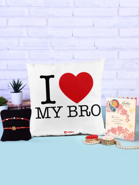 

Archies Special Combo Set of 5 Rakhis with Cushions, Greeting Card & Roli-Chawal, Multi