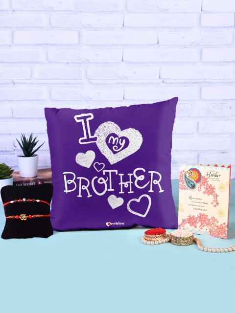 

Archies Special Combo Set of 5 Rakhis with Cushion, Greeting Card & Roli-Chawal, Multi