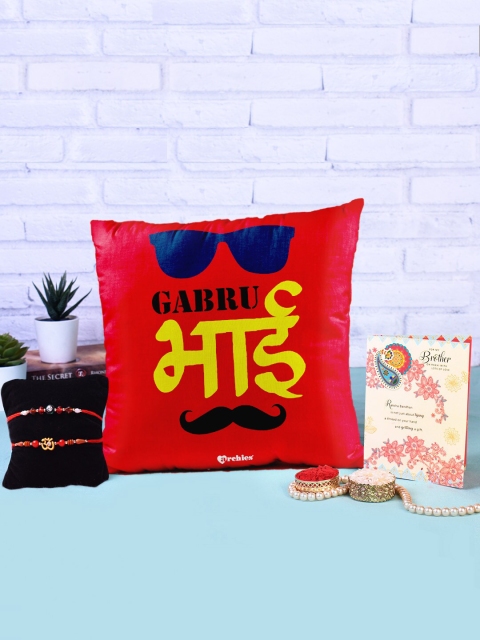 

Archies Special Combo Set of 2 Rakhis with Cushion, Greeting Card, Roli-Chawal, Multi