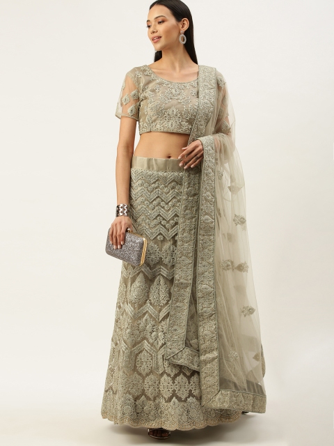 

Mameraa Grey Semi-Stitched Lehenga & Unstitched Blouse With Dupatta