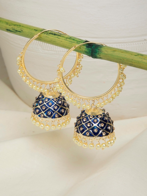 

INDYA Navy Blue Jhumki Earrings