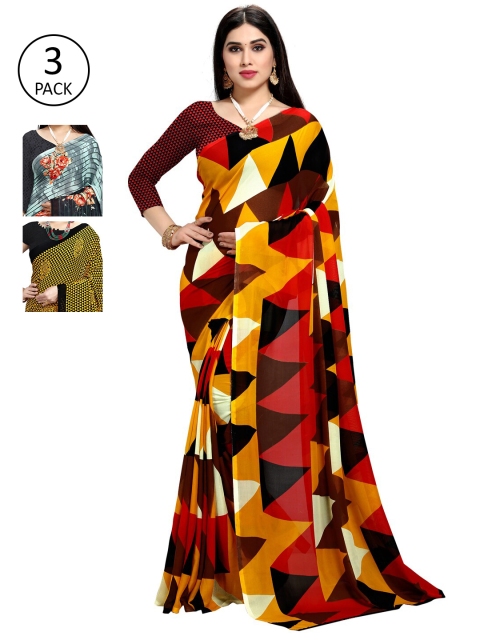 

KALINI Pack of 3 Printed Sarees, Multi