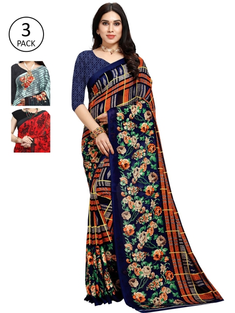 

KALINI Pack of 3 Printed Sarees, Multi