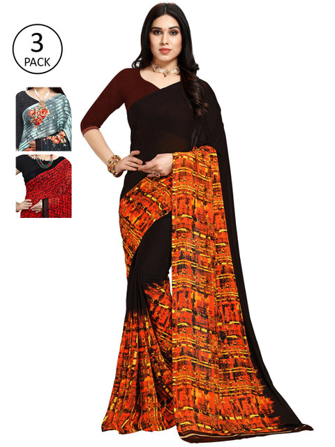 

KALINI Pack of 3 Printed Sarees, Multi