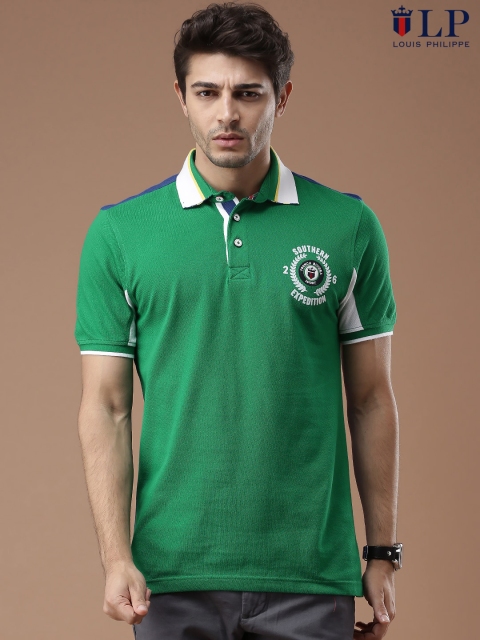 

Louis Philippe Sport Men Green Colour Blocked Polo Collar T-shirt