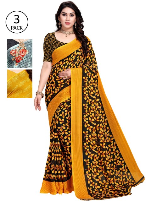 

KALINI Pack of 3 Poly Georgette Sarees, Multi