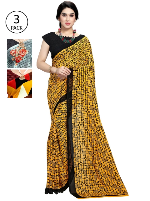 

KALINI Pack of 3 Printed Sarees, Multi