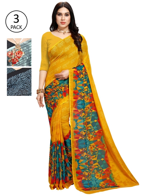 

KALINI Pack of 3 Printed Sarees, Multi