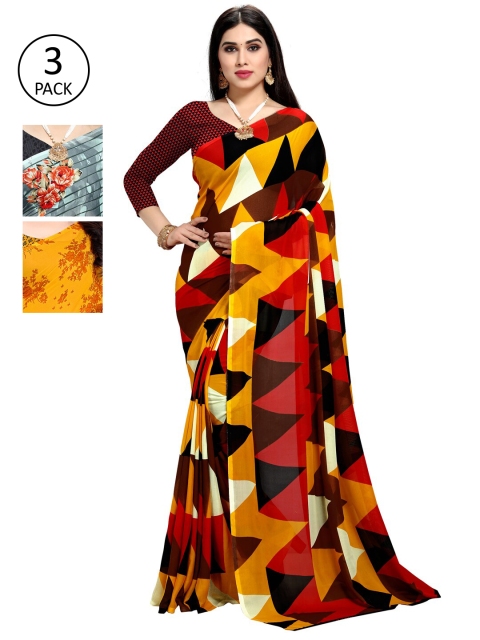 

KALINI Multicoloured Pack of 3 Printed Saree, Multi