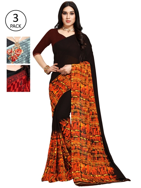 

KALINI Pack of 3 Printed Sarees, Multi