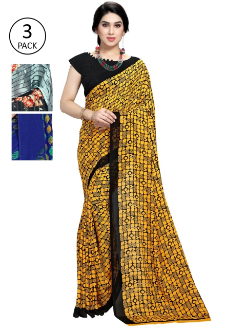

KALINI Pack of 3 Printed Sarees, Multi