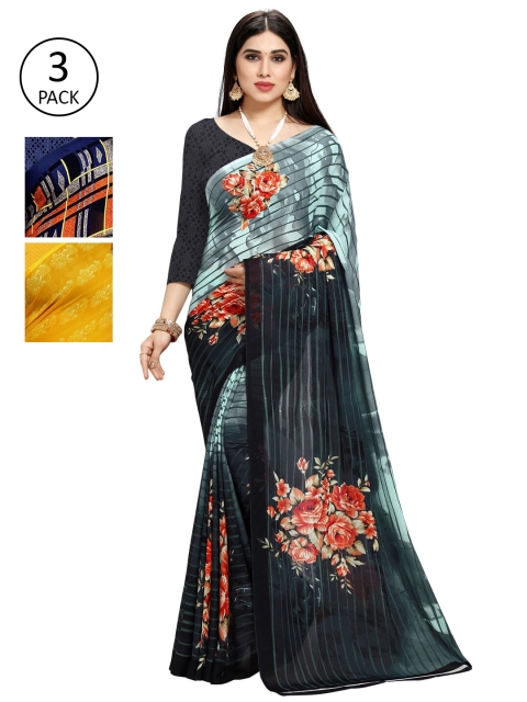 

KALINI Pack of 3 Printed Sarees, Multi
