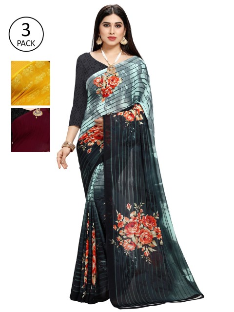 

KALINI Multicoloured Pack of 3 Printed Saree, Multi