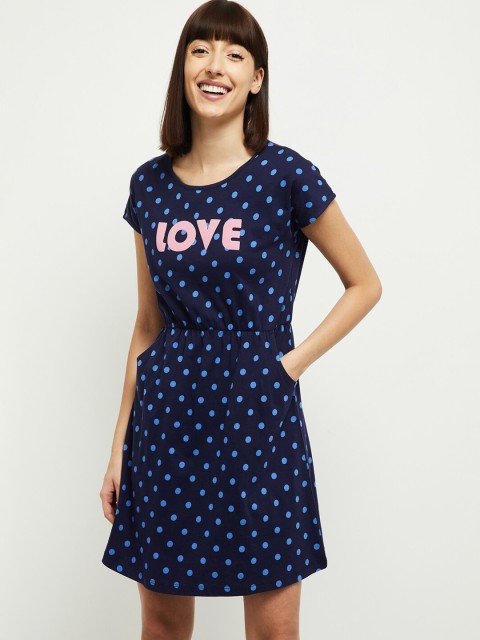

max Navy Blue Printed Nightdress