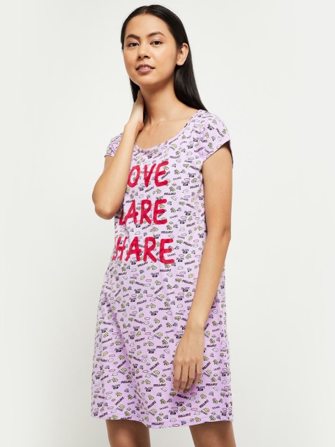 

max Purple Printed Nightdress