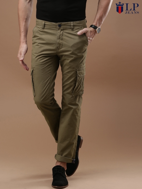 

Louis Philippe Jeans Men Khaki Solid Regular Fit Cargos