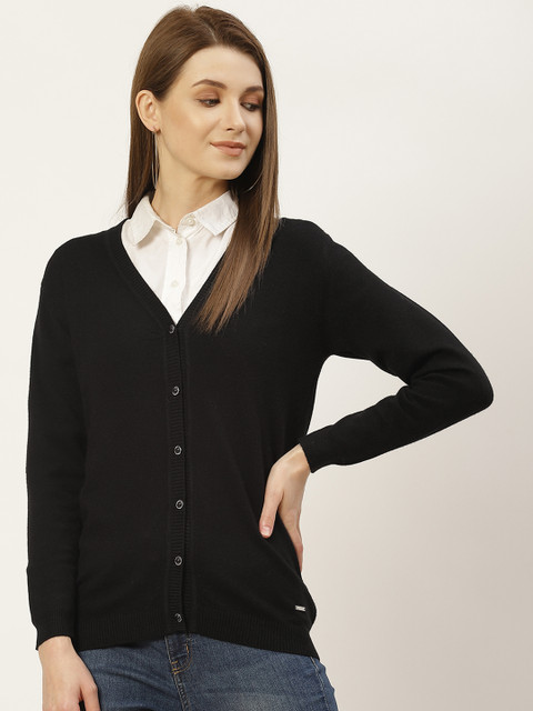 

Monte Carlo Women Black Solid Cardigan