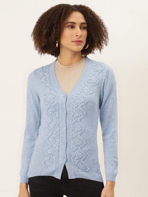 

Monte Carlo Women Blue Embroidered Cardigan