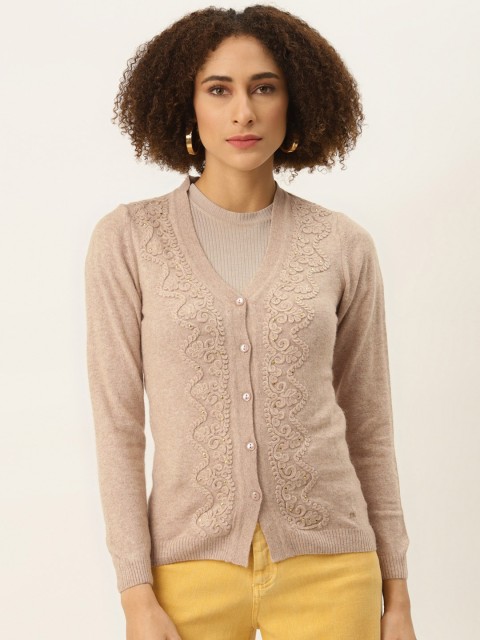 

Monte Carlo Women Beige Embroidered Cardigan