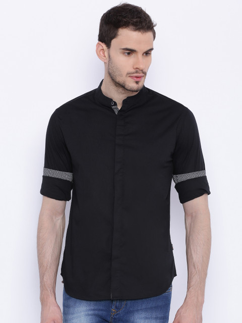 

Flying Machine Men Black Slim Fit Casual Shirt