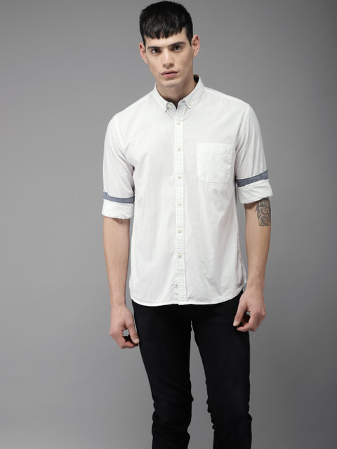

Flying Machine Men White Regular Fit Solid Casual Shirt
