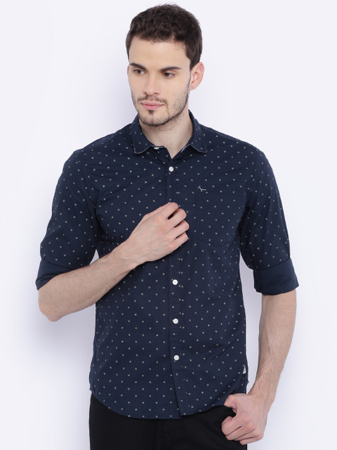 

Flying Machine Men Navy Blue Printed Casual Shirt, Na