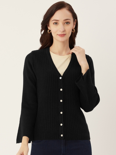 

Monte Carlo Women Black Ribbed Cardigan