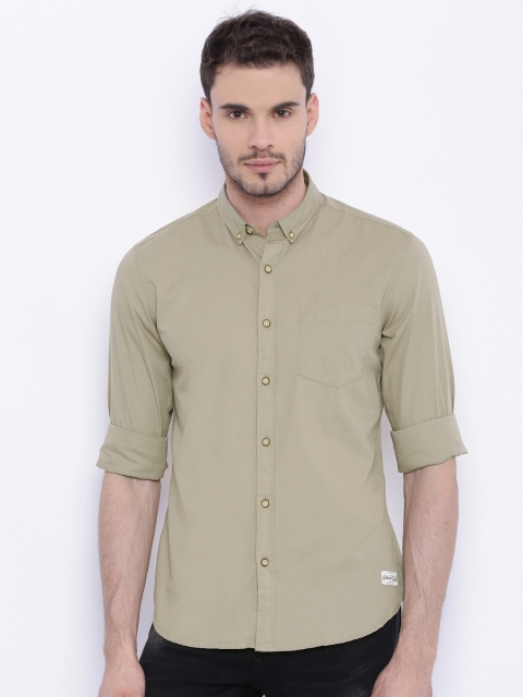 

Flying Machine Men Khaki Regular Fit Solid Casual Shirt