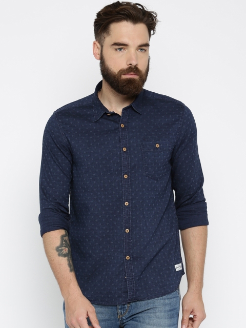 

Flying Machine Men Navy Blue Regular Fit Solid Casual Shirt
