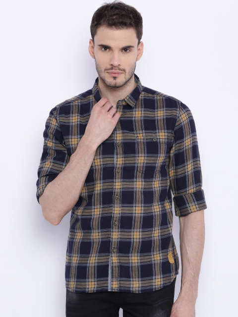 

Flying Machine Men Navy Regular Fit Checked Casual Shirt, Na