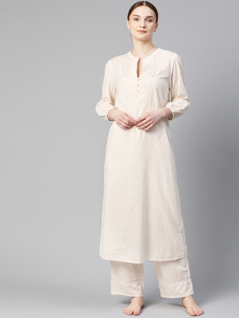 

Marks & Spencer Women White Pure Cotton Embroidered Night Suit