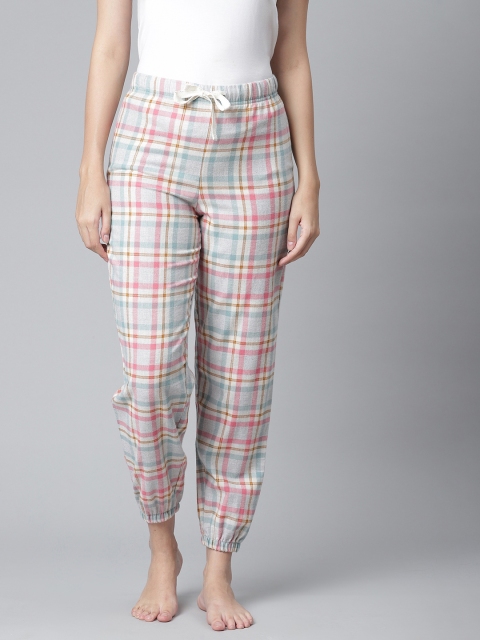 

Marks & Spencer Women Grey & Pink Checked Lounge Joggers