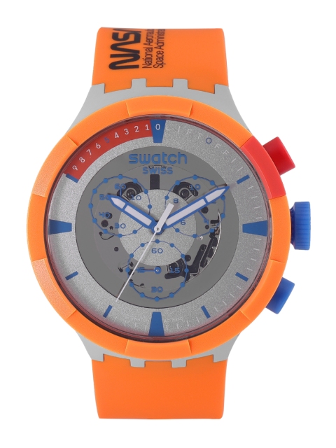 

Swatch Unisex Grey Swiss Made Patterned Chronograph Watch SB04Z401