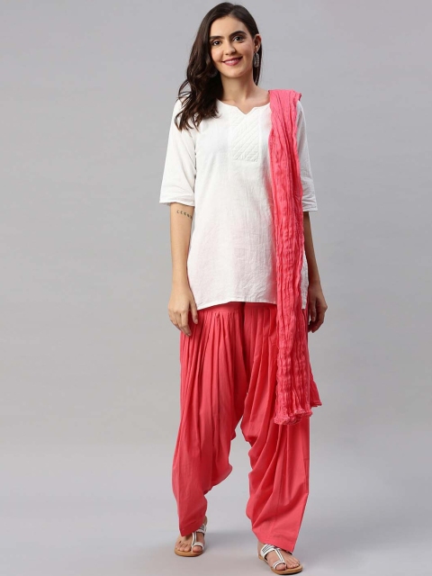 

Soch Women Peach-Coloured Solid Patiala With Dupatta