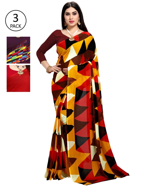 

KALINI Pack Of 3 Printed Sarees, Multi
