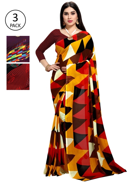 

KALINI Pack Of 3 Printed Sarees, Multi