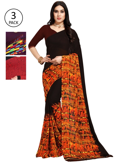 

KALINI Pack Of 3 Multicoloured Printed Sarees, Multi